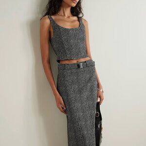 Staud Wells cropped herringbone tweed top